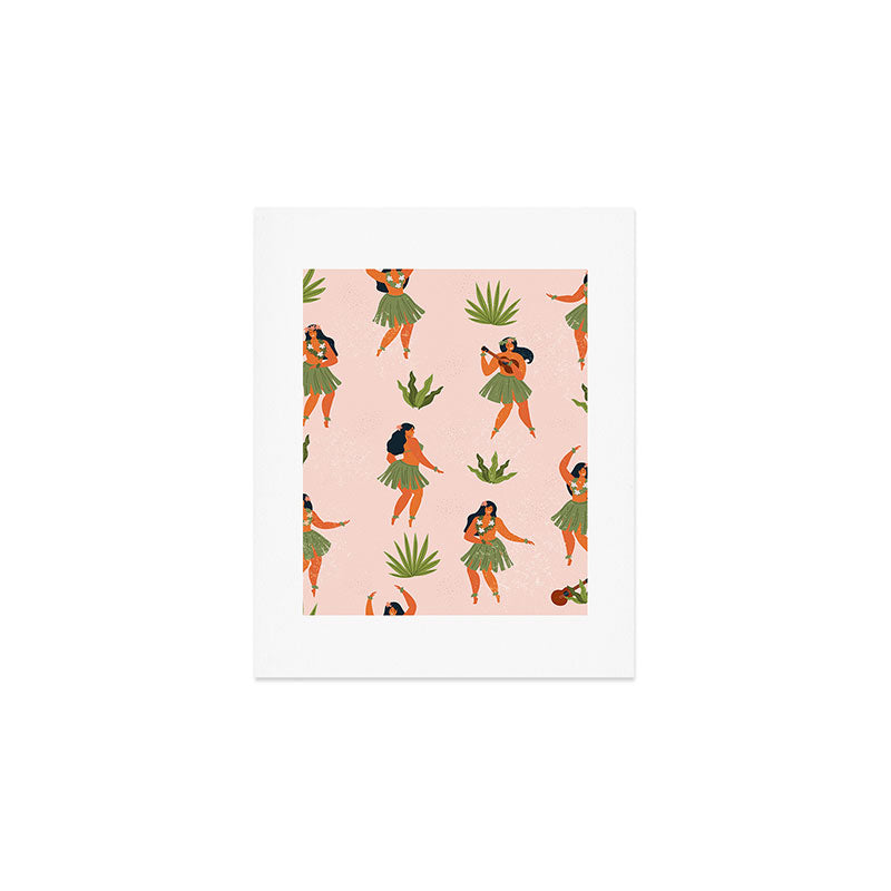Hawaiian hula dancers young pretty woman  Art Print Gallery Image 1