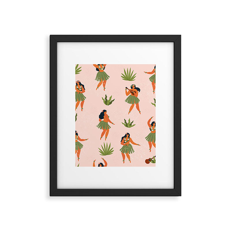 Hawaiian hula dancers young pretty woman  Framed Art Print Gallery Image 6