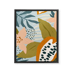 Modern exotic jungle cocoa beans, flowers and plants illustration Framed Canvas Print Gallery Image 6