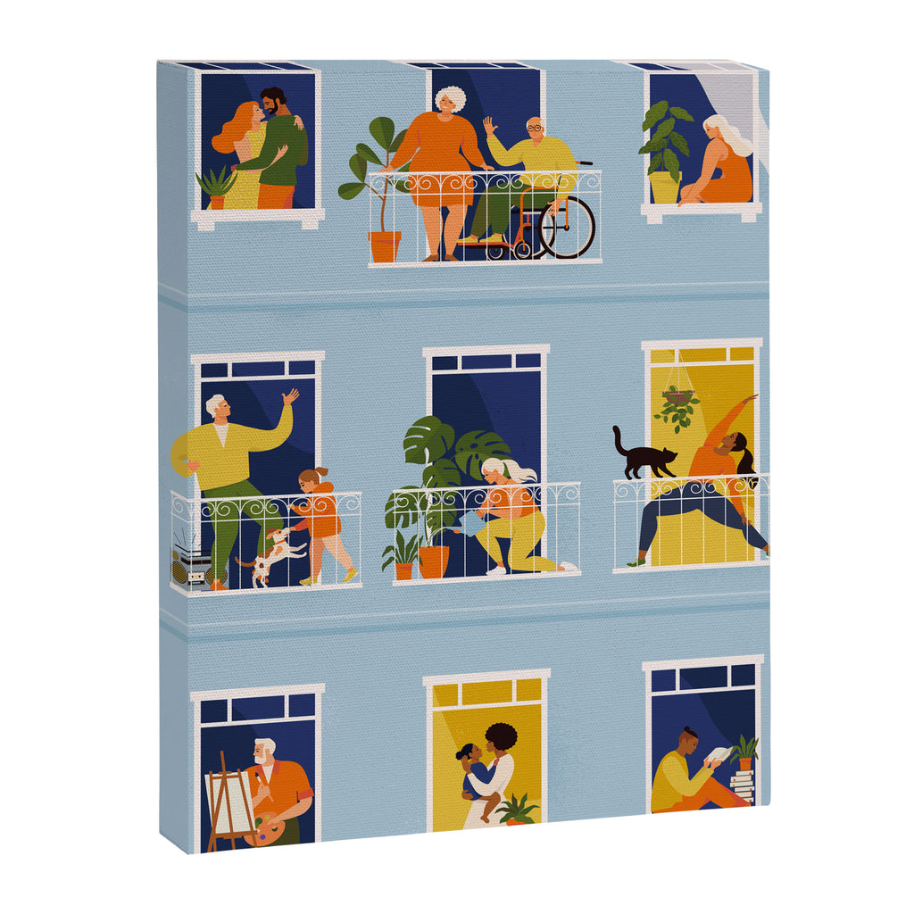 People on balconies Canvas Print Gallery Image 6