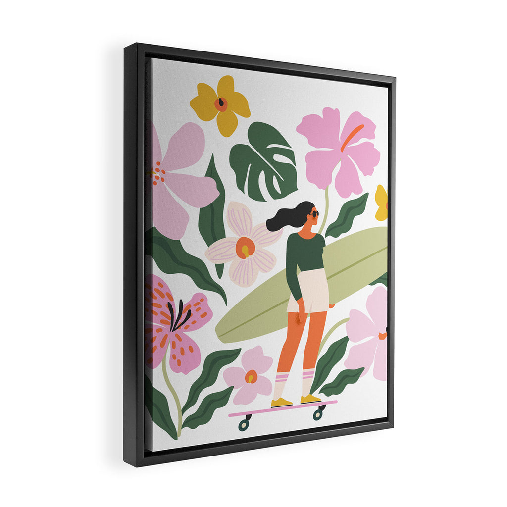 Surfing in garden Framed Canvas Print Gallery Image 2