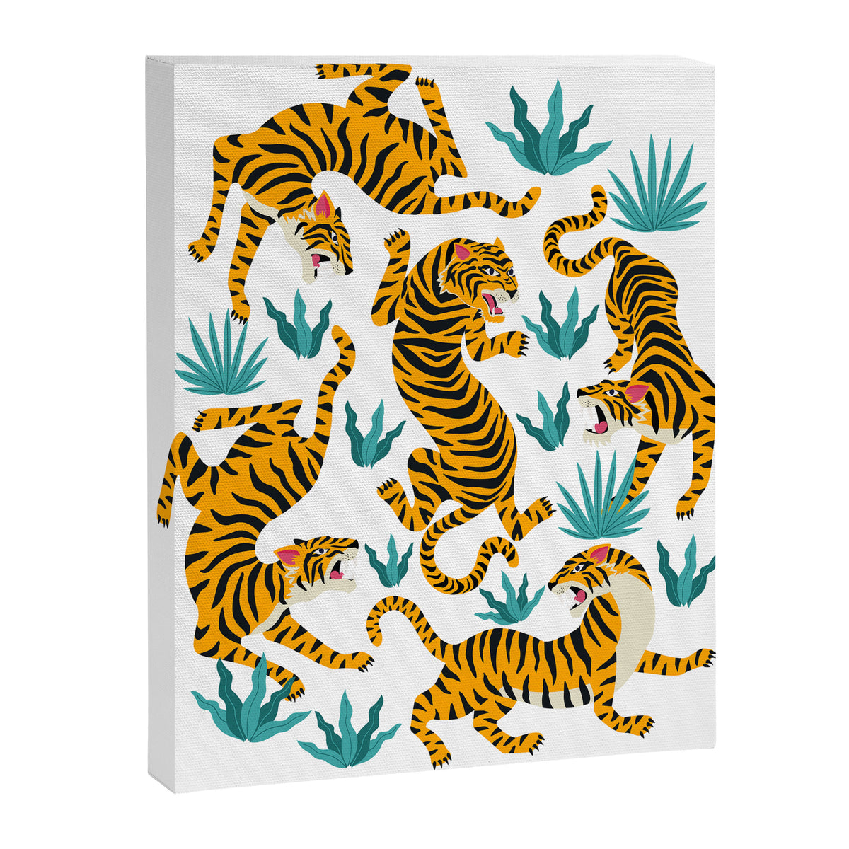 Tigers and tropical leaves. Canvas Print Gallery Image 8
