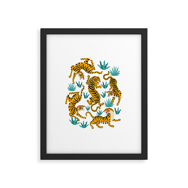 Tigers and tropical leaves. Framed Art Print Gallery Image 6