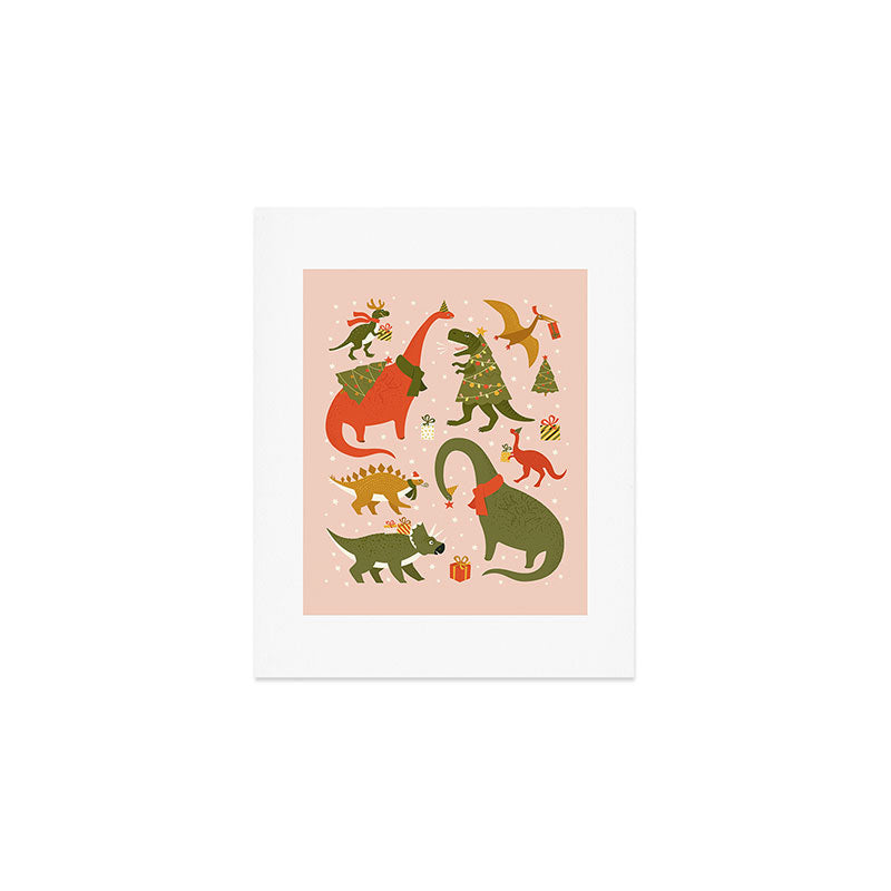 Tyrannosaurus and Dinosaurs Christmas Tree Rex Art Print Gallery Image 1