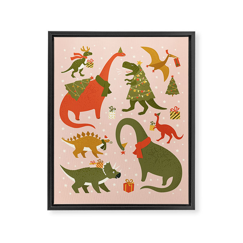 Tyrannosaurus and Dinosaurs Christmas Tree Rex Framed Canvas Print Gallery Image 8