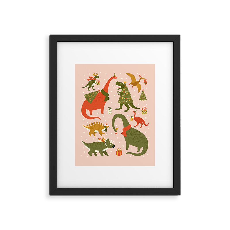 Tyrannosaurus and Dinosaurs Christmas Tree Rex Framed Art Print Gallery Image 6