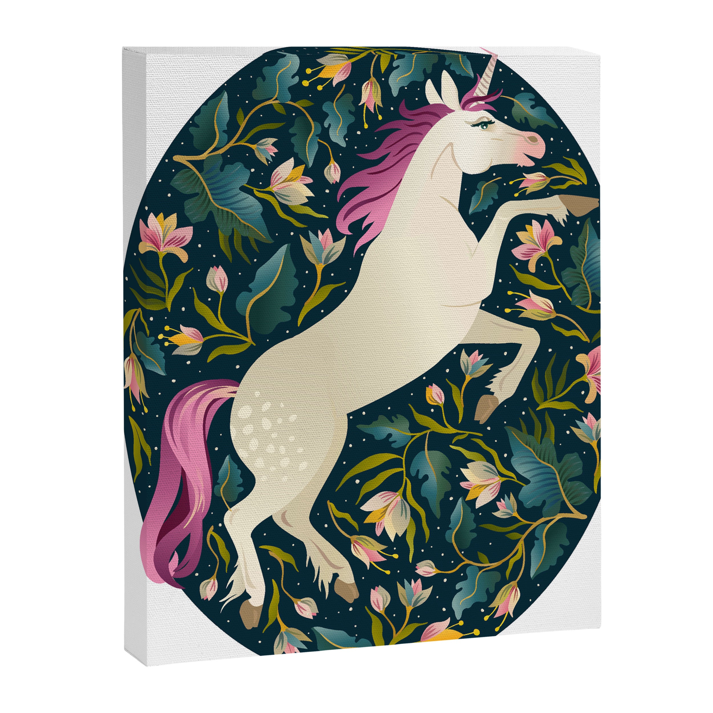 Unicorns on a dark background with a fairy forest Canvas Print Gallery Image 8