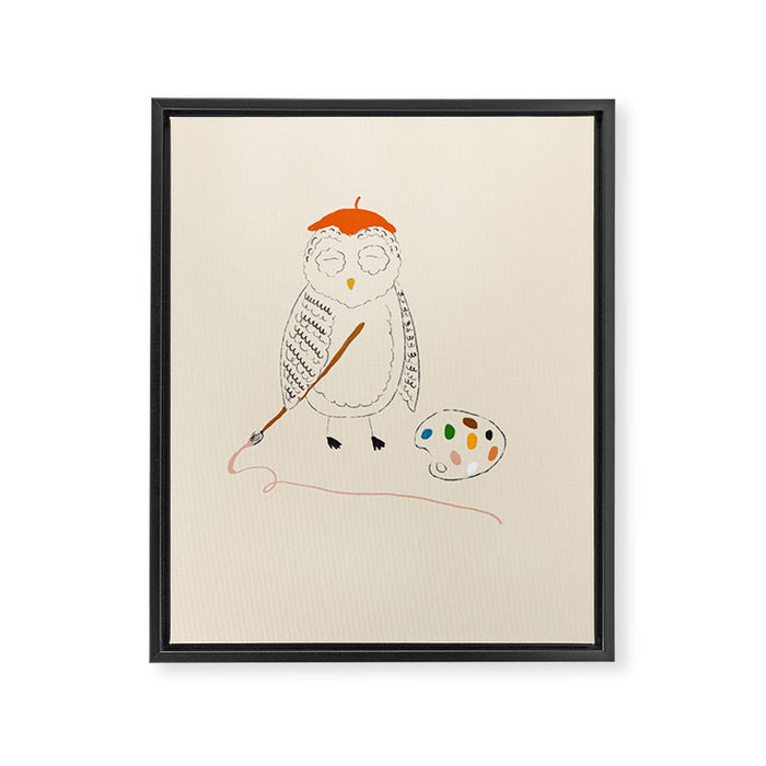 Artist Owl Framed Canvas Print Gallery Image 1