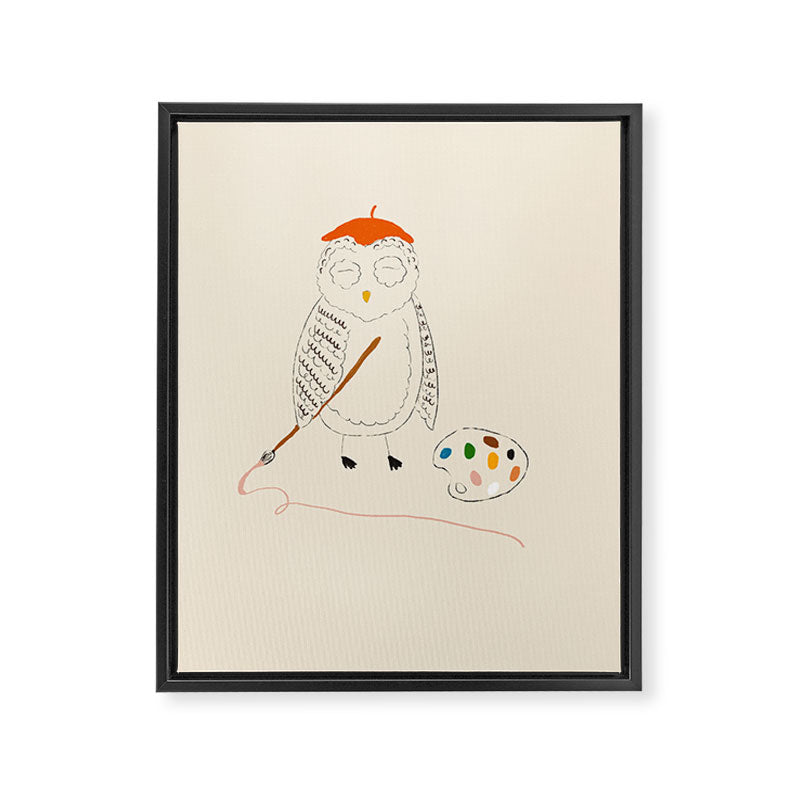 Artist Owl Framed Canvas Print Gallery Image 6