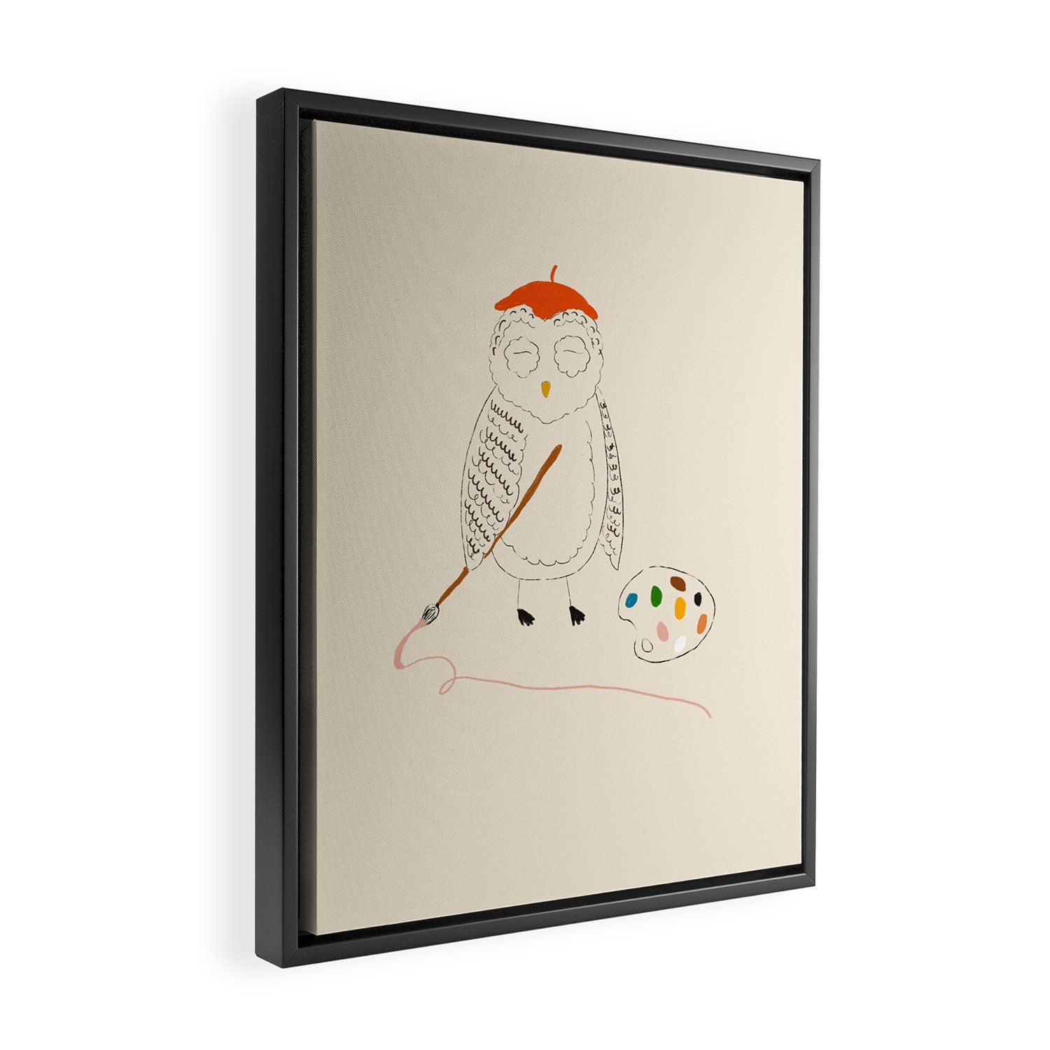 Artist Owl Framed Canvas Print Gallery Image 2
