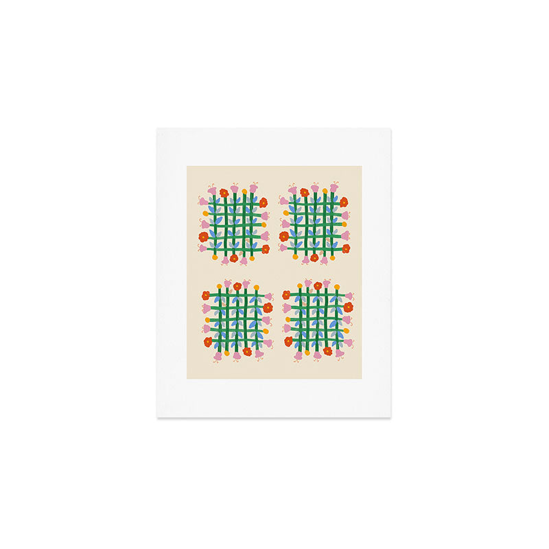 Floral Gingham Art Print Gallery Image 1