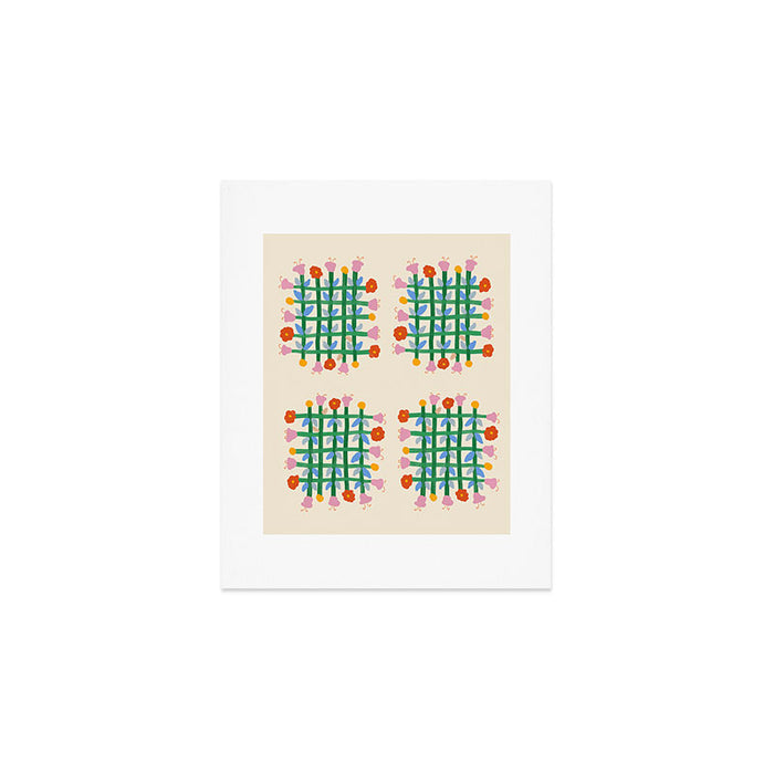 Floral Gingham Art Print Gallery Image 1