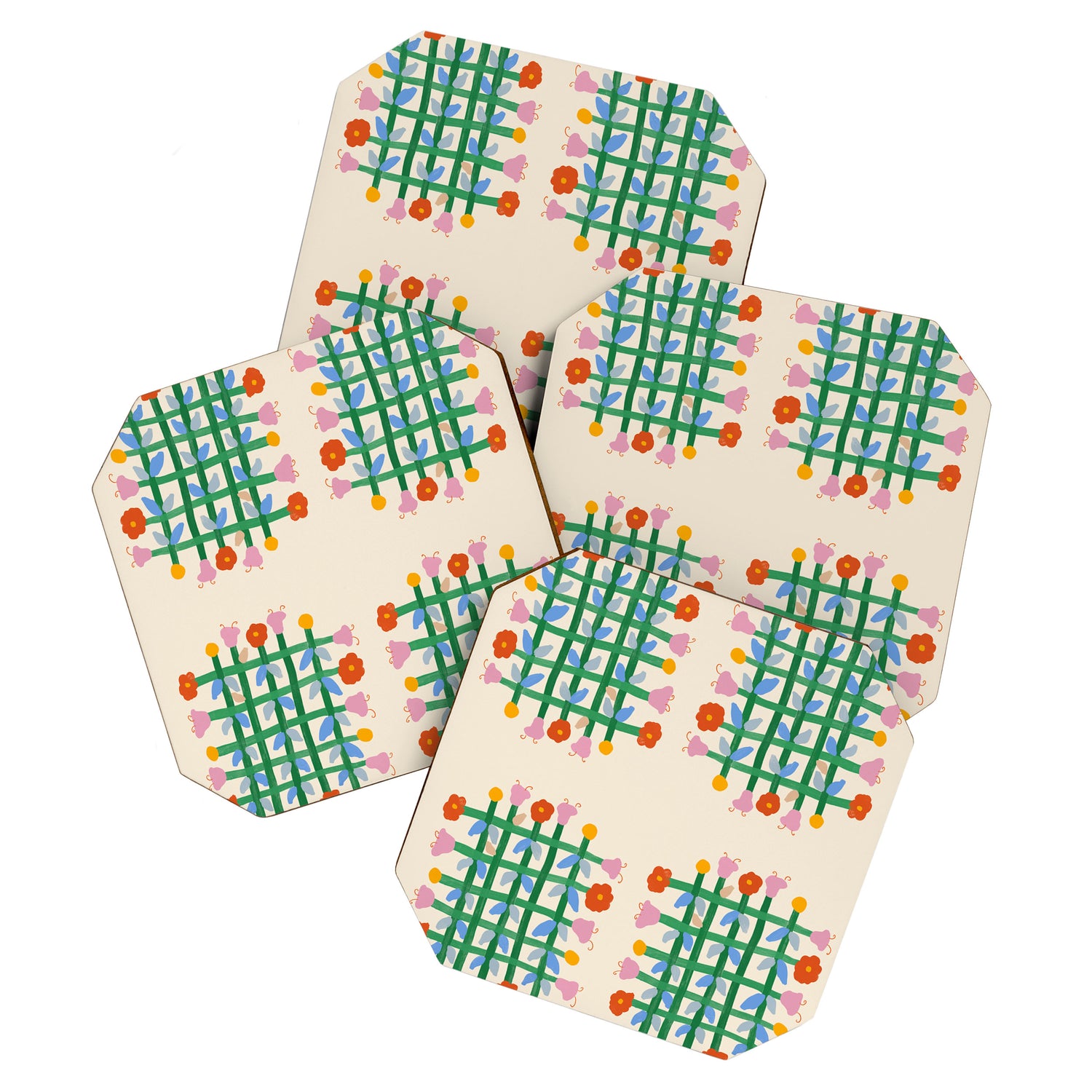 Floral Gingham Coaster Gallery Image 1