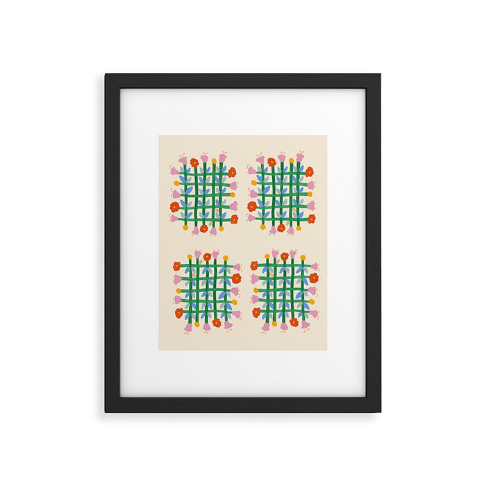 Floral Gingham Framed Art Print Gallery Image 1
