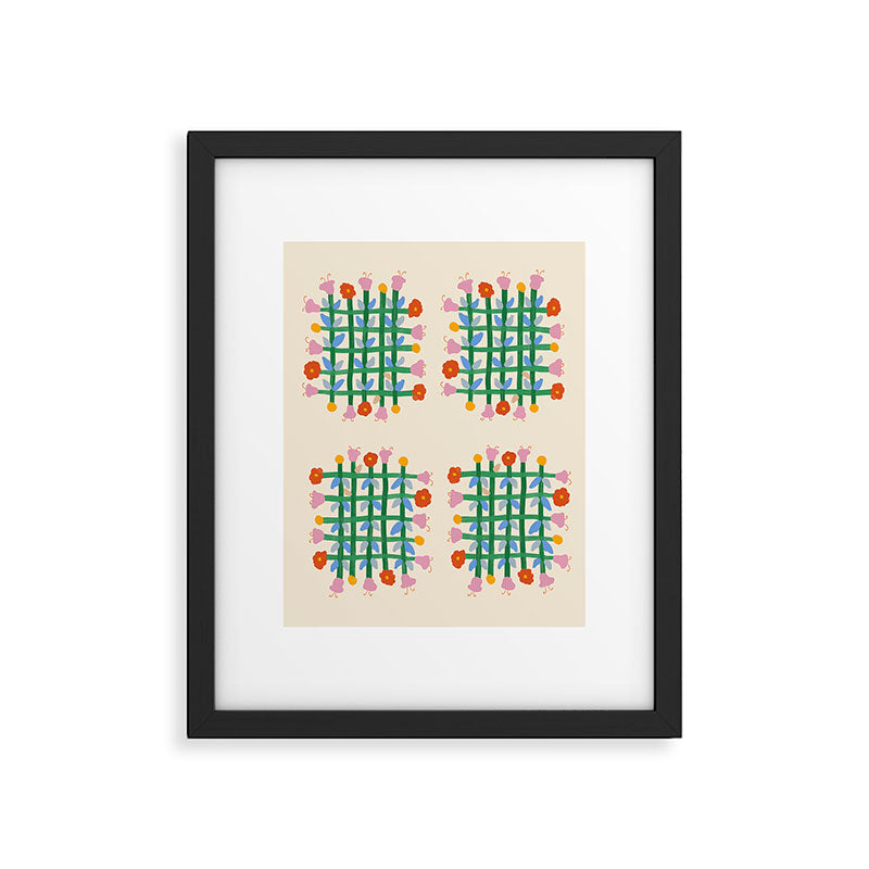 Floral Gingham Framed Art Print Gallery Image 4