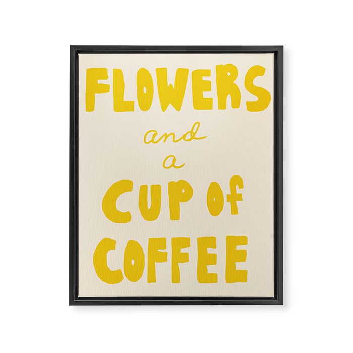 Flowers & Coffee Framed Canvas Print Gallery Image 1