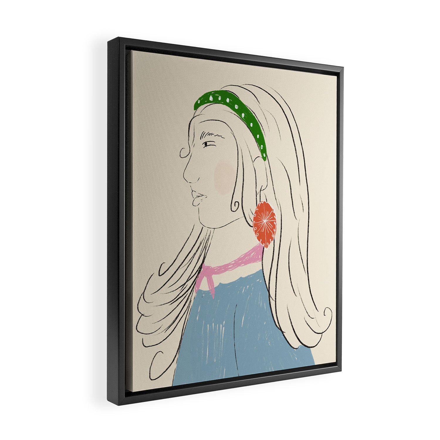 Girl with the Red Earring Framed Canvas Print Gallery Image 2
