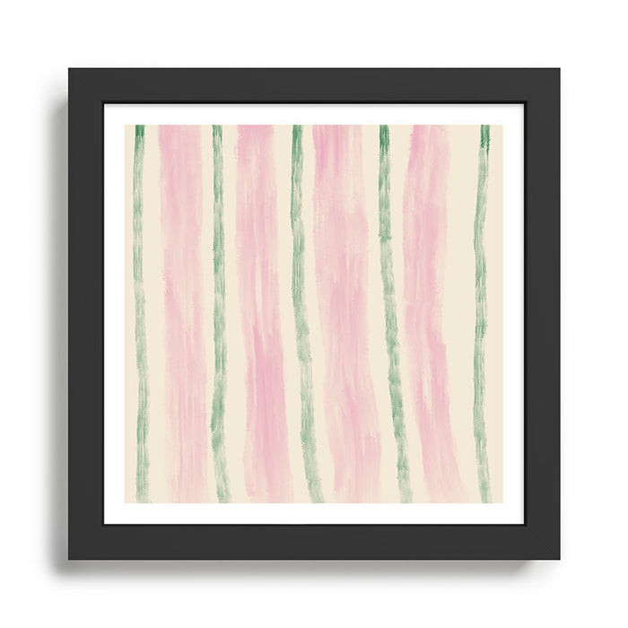 Green and Pink Stripes Framed Art Print Gallery Image 1