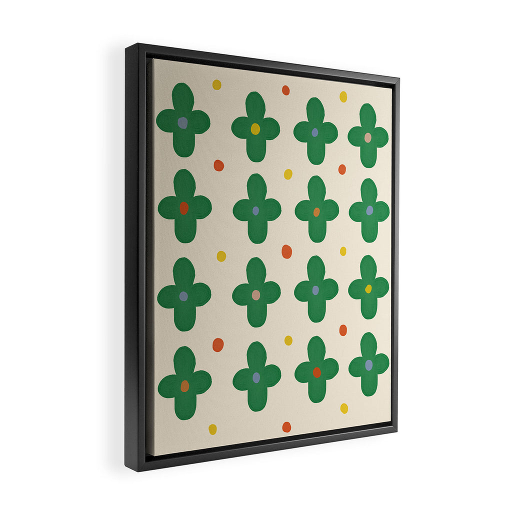 Green Flowers Framed Canvas Print Gallery Image 2