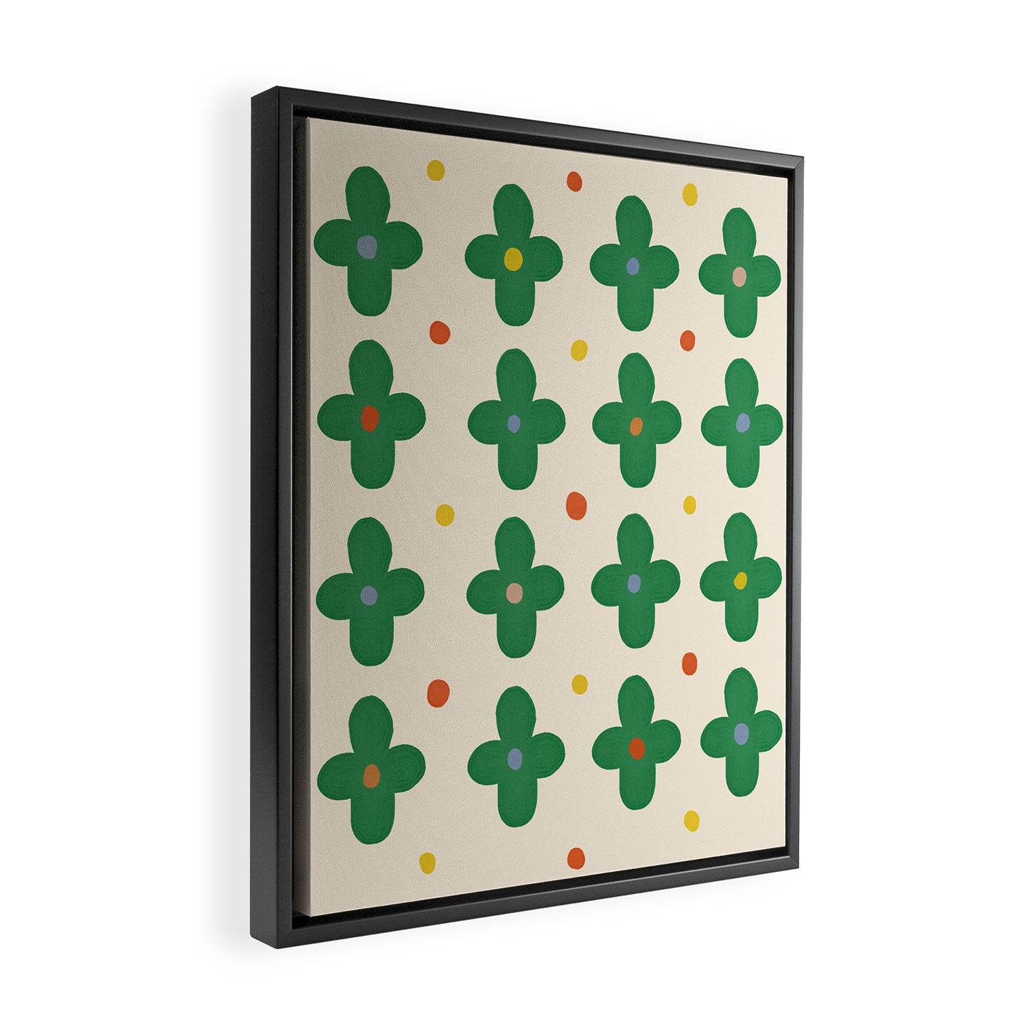 Green Flowers Framed Canvas Print Gallery Image 2
