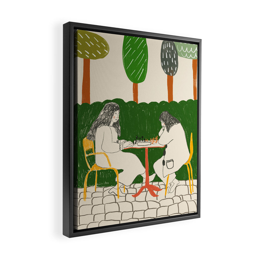 Ladies Playing Chess Framed Canvas Print Gallery Image 2