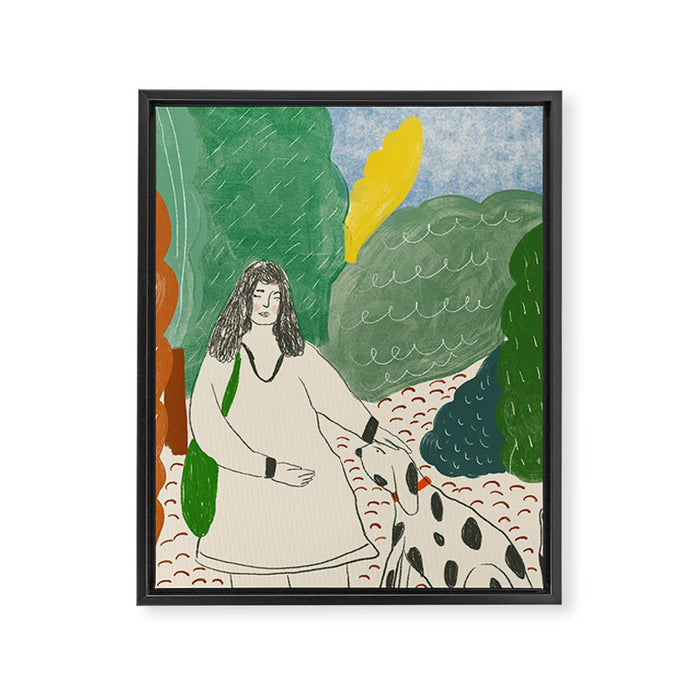 Lady with Dog Framed Canvas Print Gallery Image 1