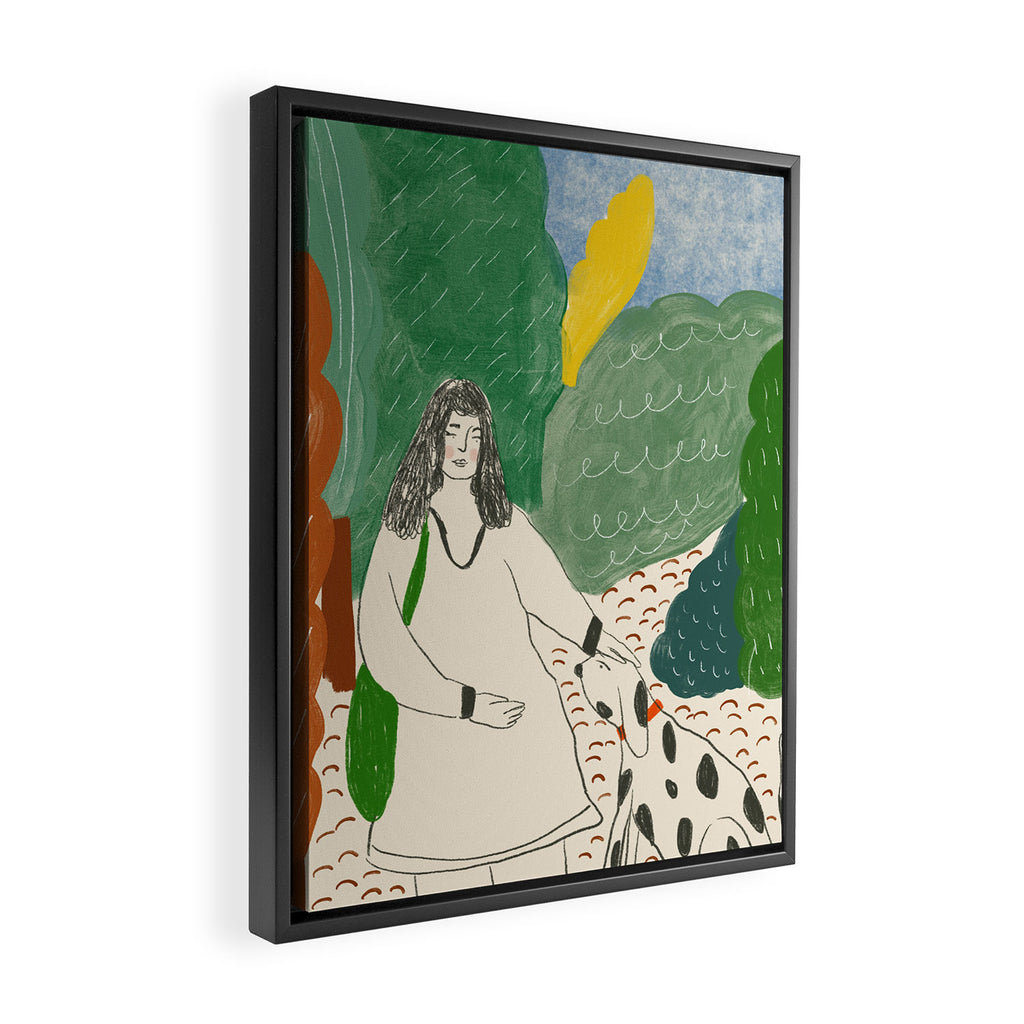 Lady with Dog Framed Canvas Print Gallery Image 2