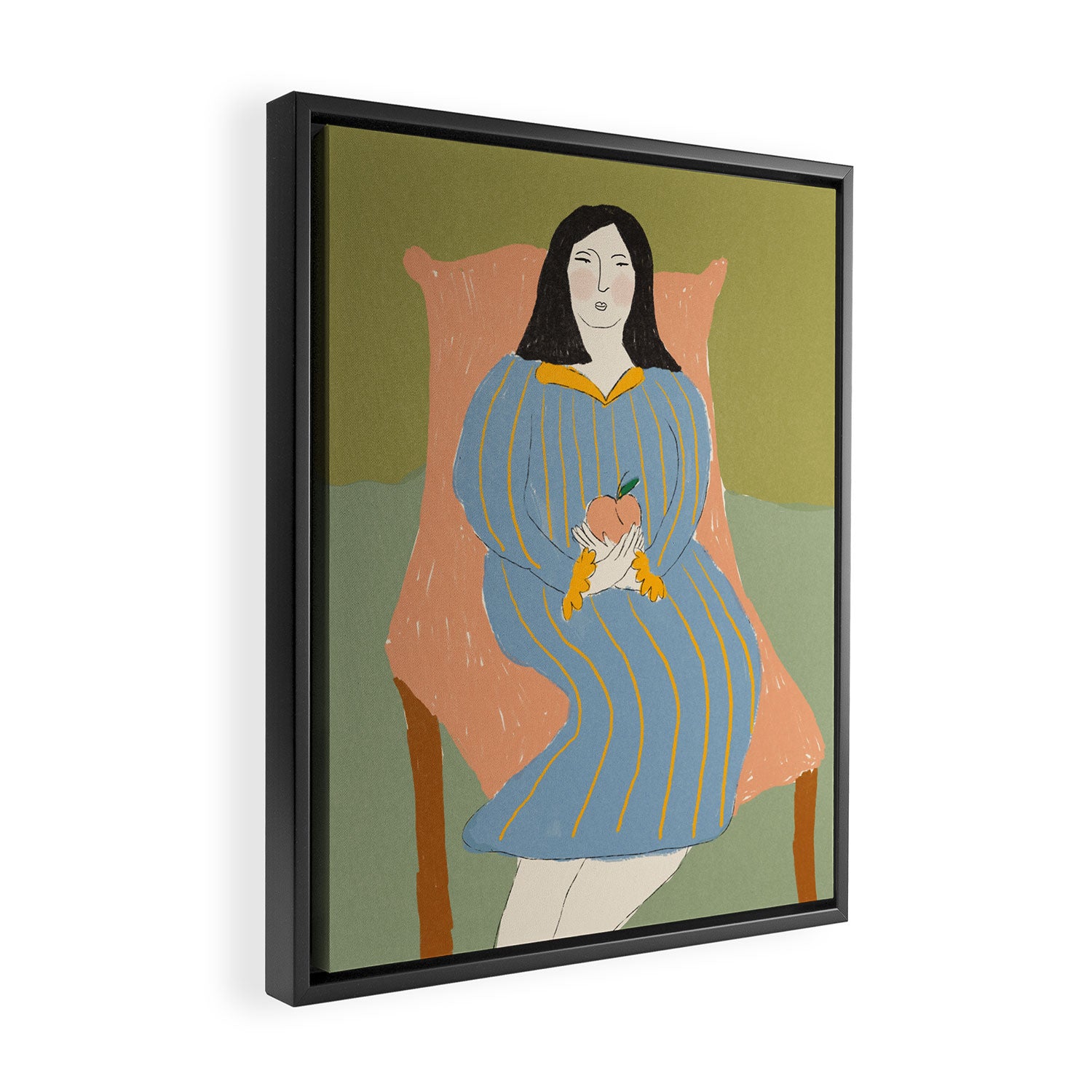 Lady with Peach Framed Canvas Print Gallery Image 2