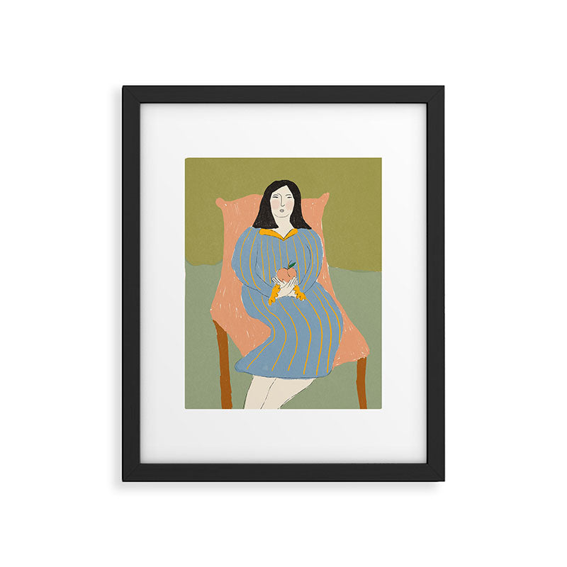 Lady with Peach Framed Art Print Gallery Image 5