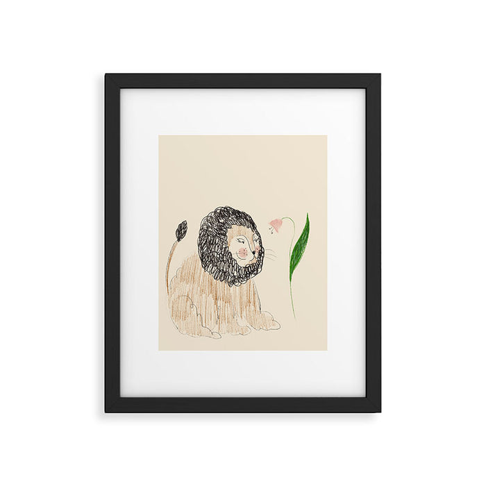 Lion with Flower Framed Art Print Gallery Image 1