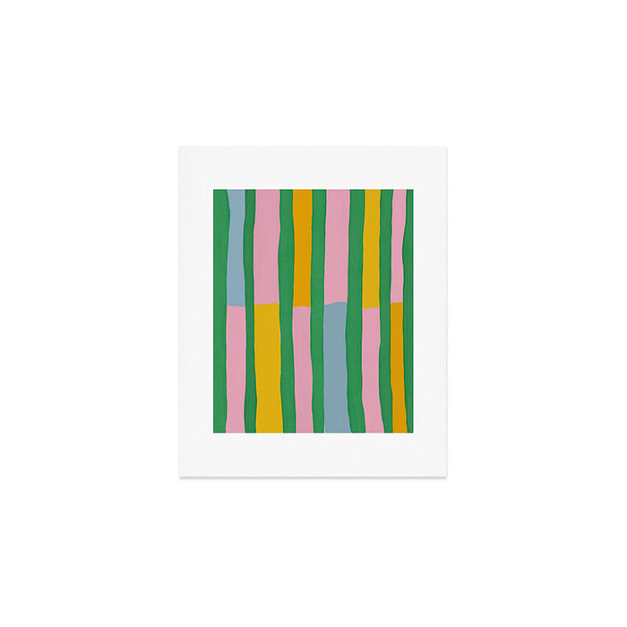 Pink and Green Stripes Art Print Gallery Image 1