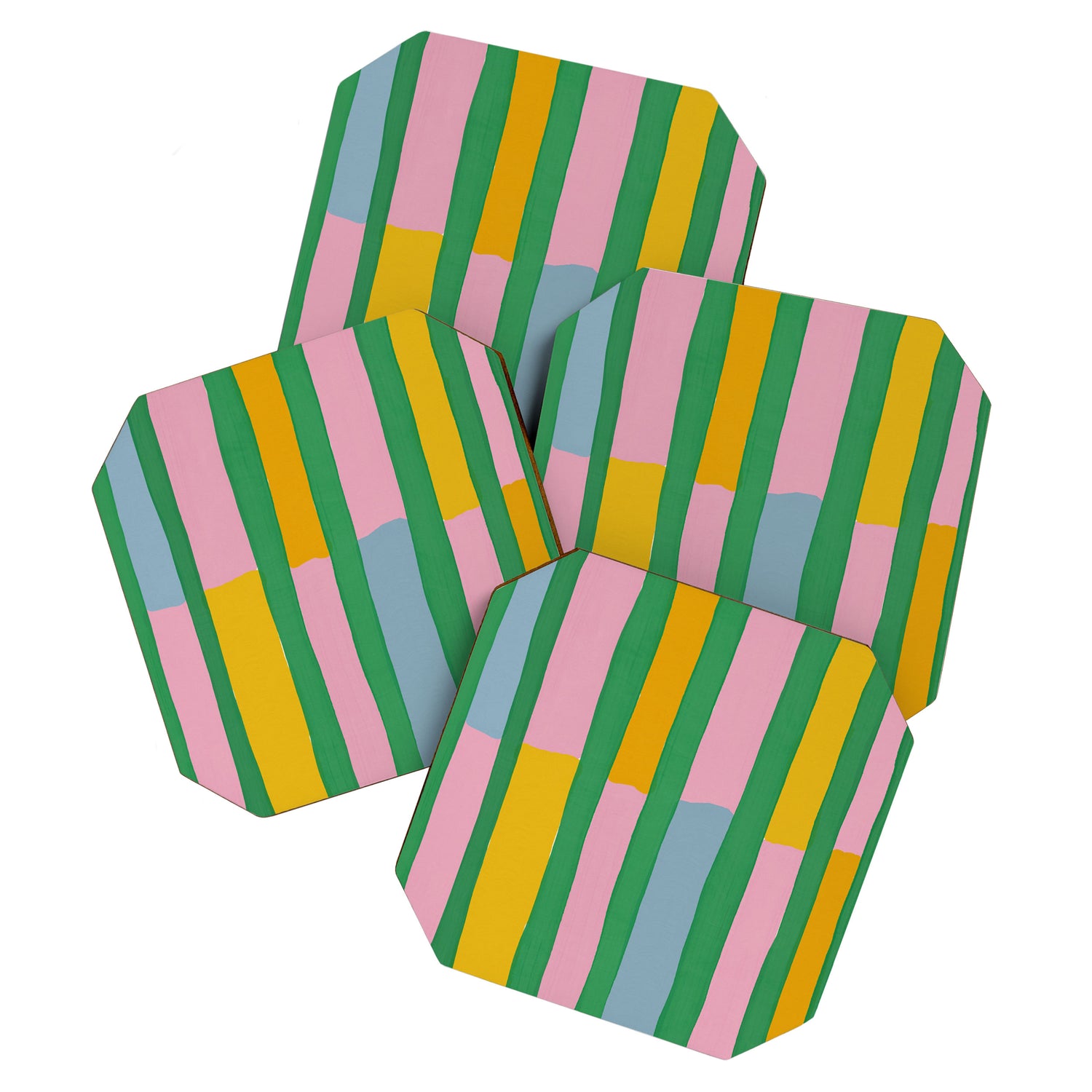 Pink and Green Stripes Coaster Gallery Image 1