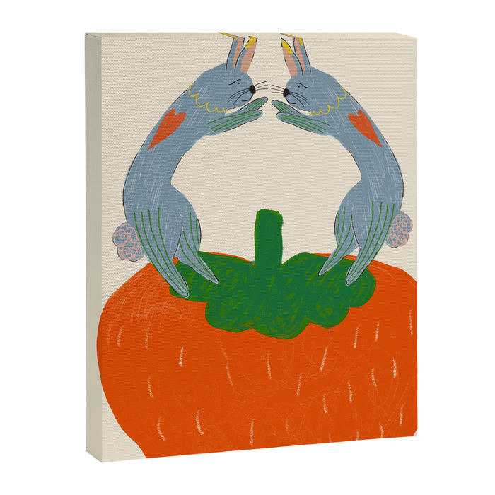Rabbits & Strawberry Canvas Print Gallery Image 1