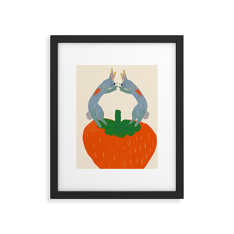 Rabbits & Strawberry Framed Art Print Gallery Image 5