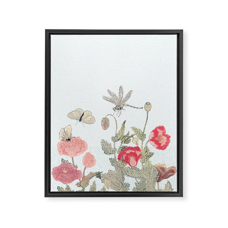 Butterflies, Dragonfly and  flowers Framed Canvas Print Gallery Image 8