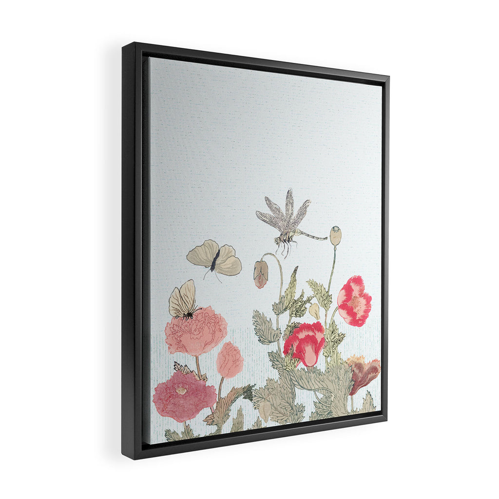 Butterflies, Dragonfly and  flowers Framed Canvas Print Gallery Image 2