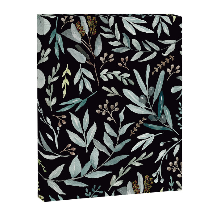 Black Eucalyptus Leaves Pattern Canvas Print Gallery Image 1