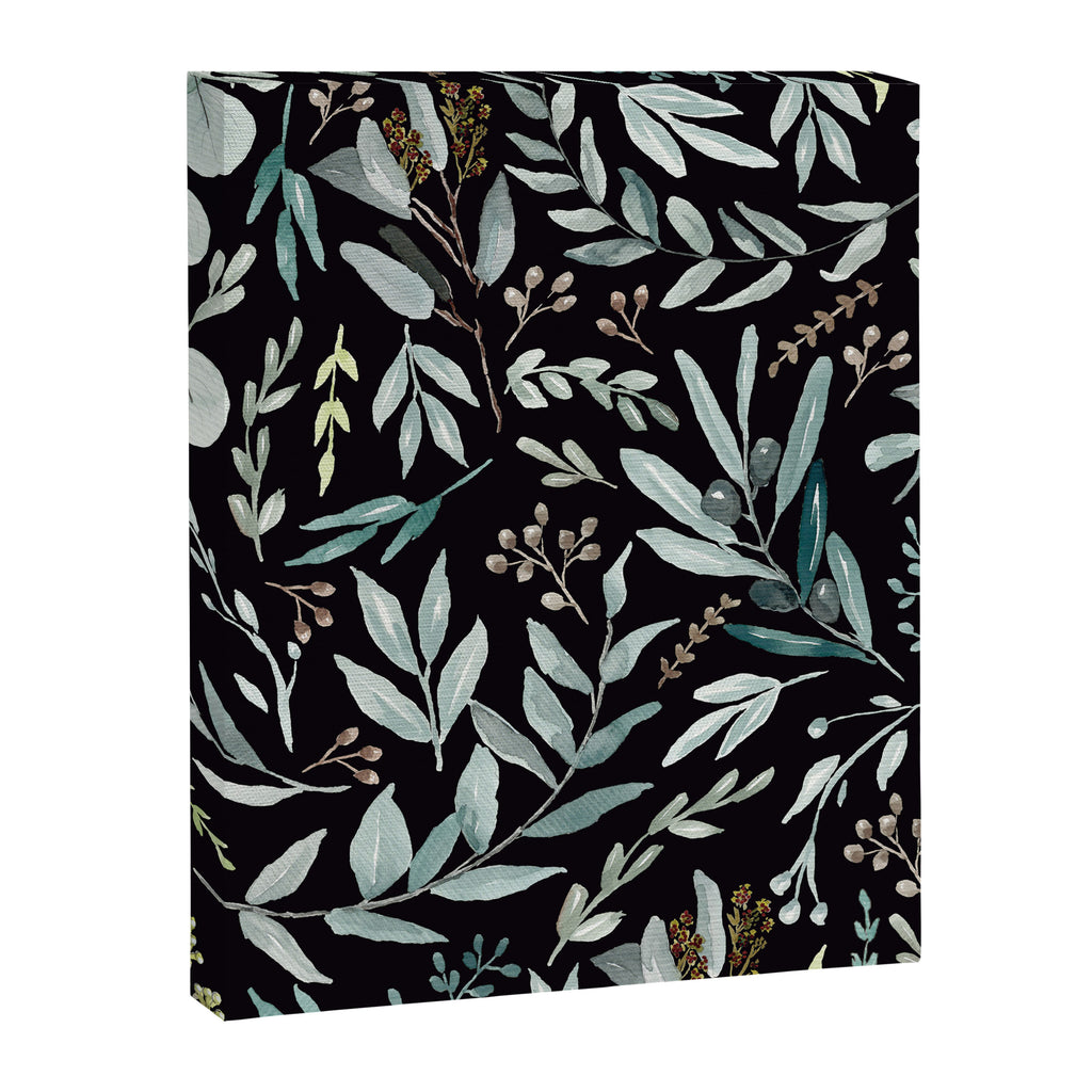Black Eucalyptus Leaves Pattern Canvas Print Gallery Image 8