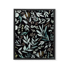 Black Eucalyptus Leaves Pattern Framed Canvas Print Gallery Image 8