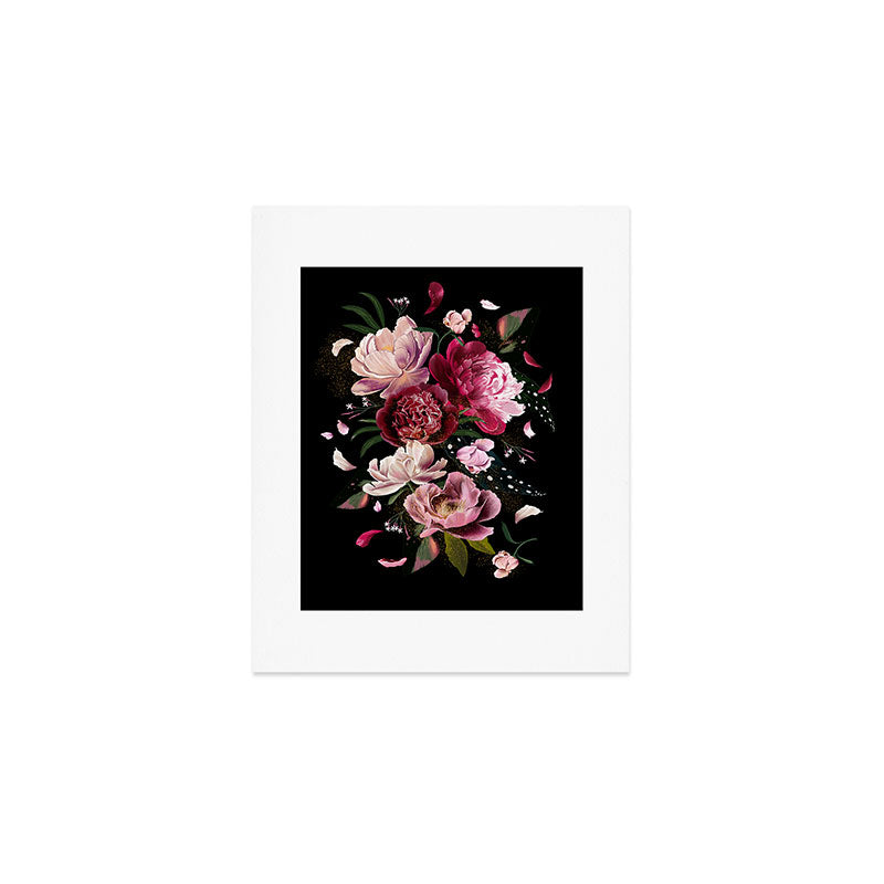 Black Peonies Explosion Art Print Gallery Image 1