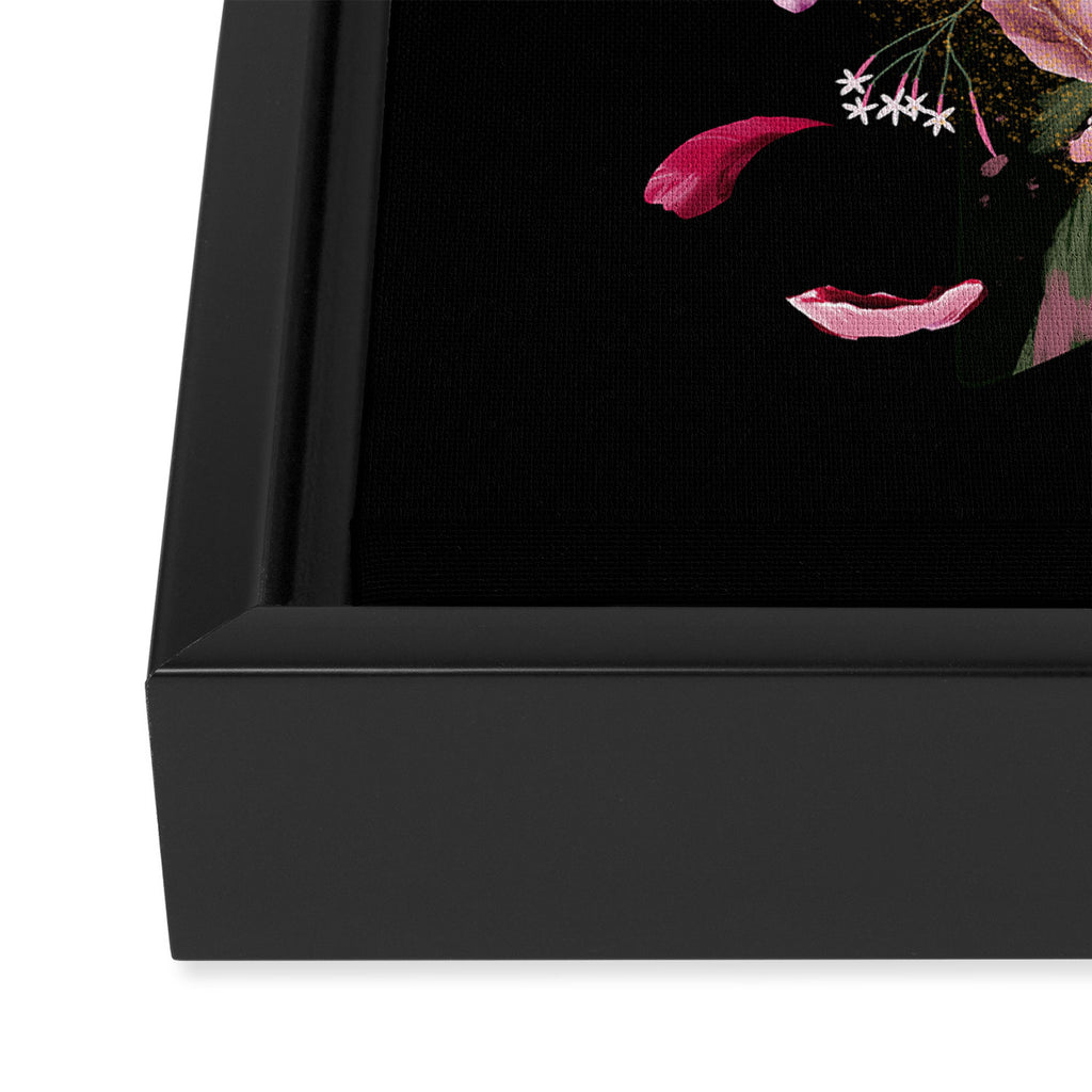 Black Peonies Explosion Framed Canvas Print Gallery Image 3
