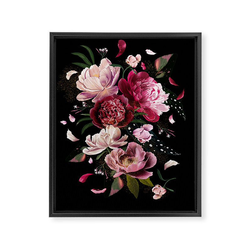 Black Peonies Explosion Framed Canvas Print Gallery Image 6