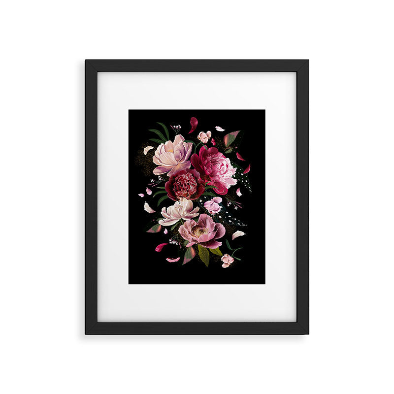 Black Peonies Explosion Framed Art Print Gallery Image 5