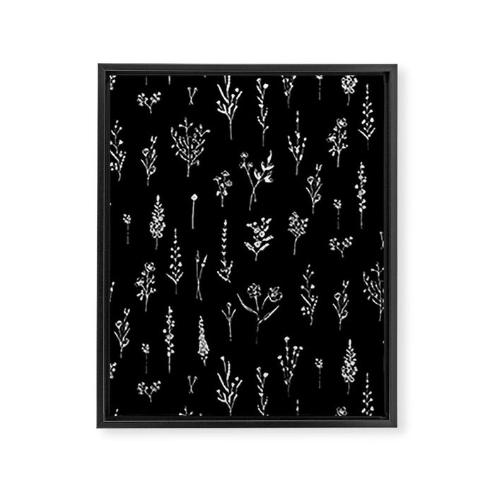 Black wildflowers Framed Canvas Print Gallery Image 1