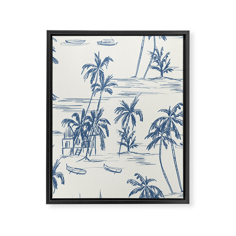Blue Beach Pattern Framed Canvas Print Gallery Image 8