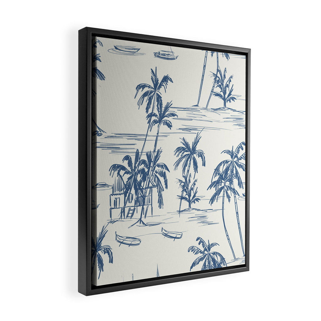 Blue Beach Pattern Framed Canvas Print Gallery Image 2