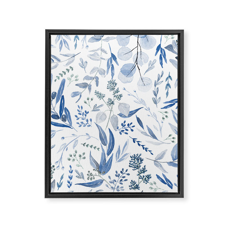 Blue Eucalyptus Pattern Framed Canvas Print Gallery Image 8