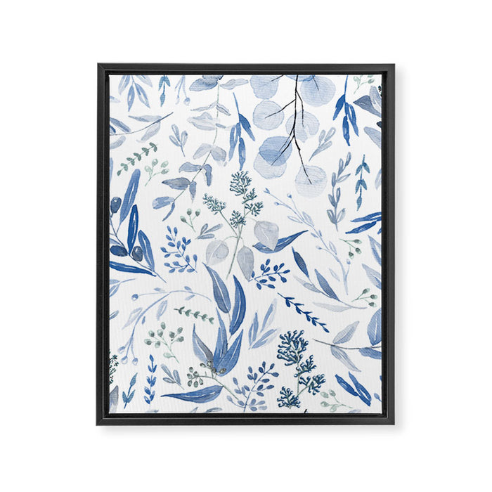 Blue Eucalyptus Pattern Framed Canvas Print Gallery Image 1