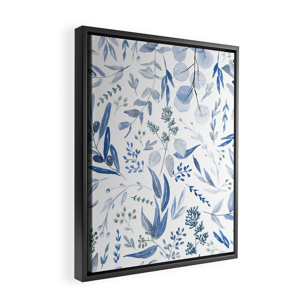 Blue Eucalyptus Pattern Framed Canvas Print Gallery Image 2