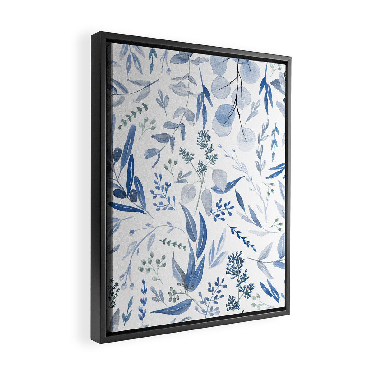 Blue Eucalyptus Pattern Framed Canvas Print Gallery Image 2